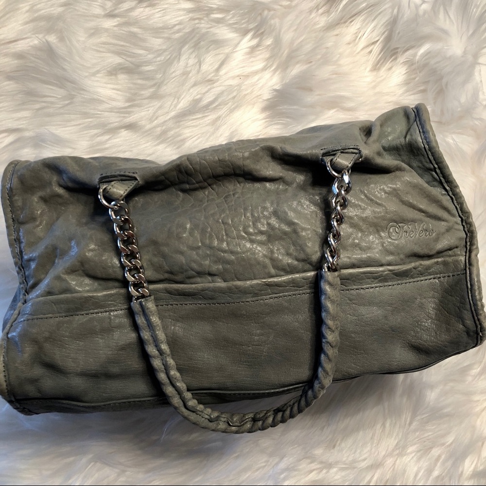 Tre Vero Italian Genuine Leather Grey Bag